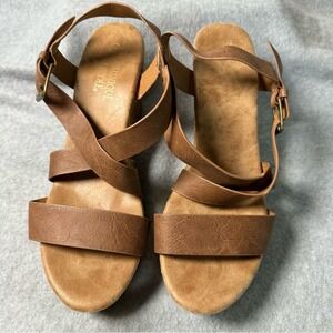 Dominique Nicole Womens Brown Strappy Espadrille Wedge Platform Sandals Size 11M